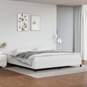 Estructura de cama de cuero sintético blanco 200x200 cm de vidaXL, Camas y somieres - Ref: Foro24-347270, Precio: 137,92 €, D...
