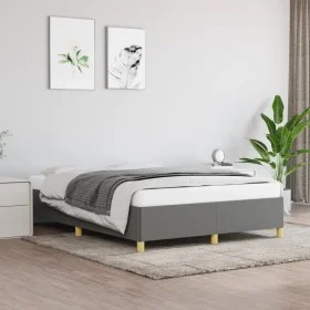 Estructura de cama de tela gris oscuro 140x190 cm de vidaXL, Camas y somieres - Ref: Foro24-347158, Precio: 108,92 €, Descuen...