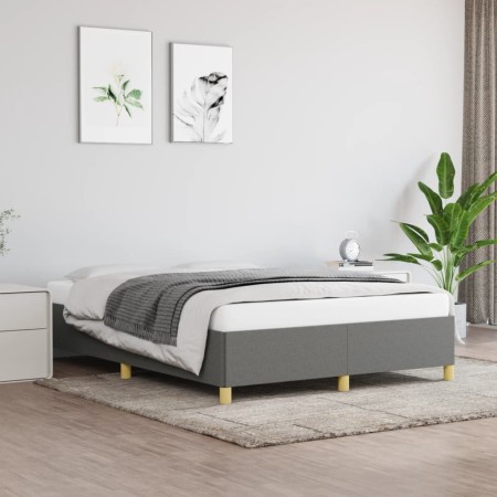 Estructura de cama de tela gris oscuro 140x190 cm de vidaXL, Camas y somieres - Ref: Foro24-347158, Precio: 114,76 €, Descuen...