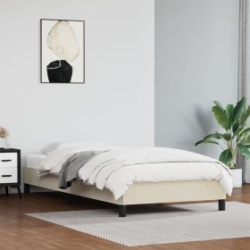Estructura de cama de cuero sintético color crema 90x200 cm de vidaXL, Camas y somieres - Ref: Foro24-346882, Precio: 76,97 €...