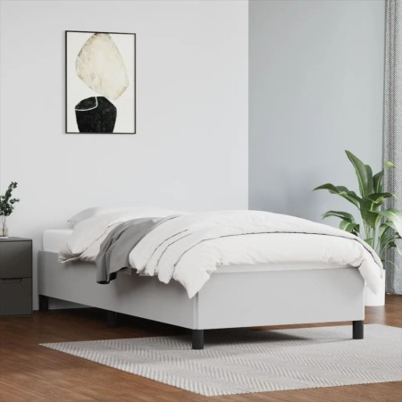 Estructura de cama cuero sintético blanco 90x190 cm de vidaXL, Camas y somieres - Ref: Foro24-347222, Precio: 102,63 €, Descu...