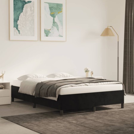 Estructura de cama de terciopelo negro 140x190 cm de vidaXL, Camas y somieres - Ref: Foro24-347320, Precio: 112,03 €, Descuen...