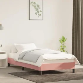 Pink velvet bed frame 100x200 cm by vidaXL, Beds and slatted bases - Ref: Foro24-346963, Price: 76,35 €, Discount: %