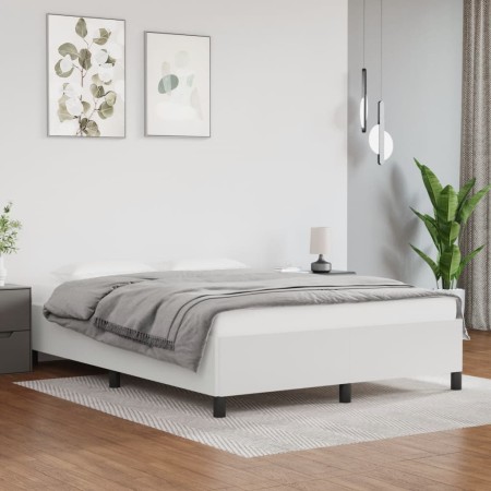 Estructura de cama de cuero sintético blanco 140x190 cm de vidaXL, Camas y somieres - Ref: Foro24-347246, Precio: 122,75 €, D...