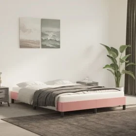 Estructura de cama de terciopelo rosa 140x190 cm de vidaXL, Camas y somieres - Ref: Foro24-346975, Precio: 106,10 €, Descuent...