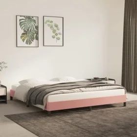 Estructura de cama de terciopelo rosa 160x200 cm de vidaXL, Camas y somieres - Ref: Foro24-346987, Precio: 102,54 €, Descuent...