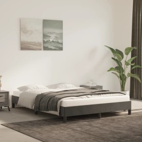 Estructura de cama de terciopelo gris oscuro 140x200 cm de vidaXL, Camas y somieres - Ref: Foro24-346977, Precio: 105,16 €, D...