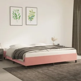 Rosa Samtbettgestell 200x200 cm von vidaXL, Betten und Lattenroste - Ref: Foro24-347347, Preis: 121,99 €, Rabatt: %