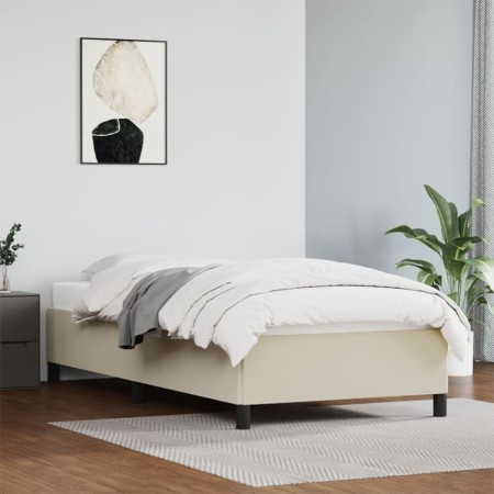 Estructura de cama cuero sintético color crema 90x190 cm de vidaXL, Camas y somieres - Ref: Foro24-347223, Precio: 101,26 €, ...