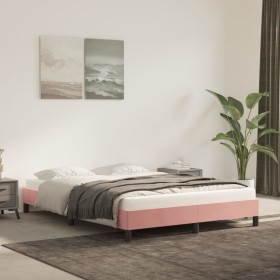 Estructura de cama de terciopelo rosa 140x200 cm de vidaXL, Camas y somieres - Ref: Foro24-346981, Precio: 101,25 €, Descuent...