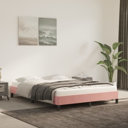 Estructura de cama de terciopelo rosa 140x200 cm de vidaXL, Camas y somieres - Ref: Foro24-346981, Precio: 101,25 €, Descuent...
