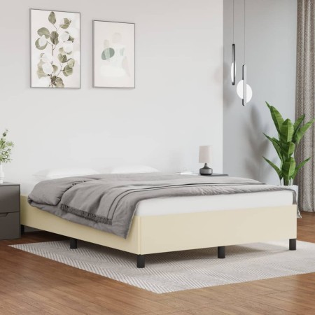 Estructura de cama de cuero sintético color crema 140x200 cm de vidaXL, Camas y somieres - Ref: Foro24-347253, Precio: 104,47...