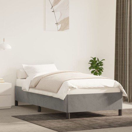Estructura de cama de terciopelo gris claro 100x200 cm de vidaXL, Camas y somieres - Ref: Foro24-347306, Precio: 77,59 €, Des...