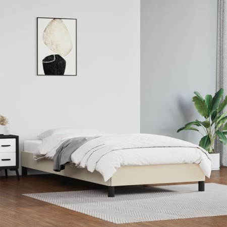 Estructura de cama cuero sintético color crema 80x200 cm de vidaXL, Camas y somieres - Ref: Foro24-346870, Precio: 75,87 €, D...