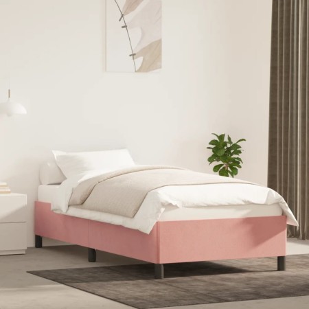 Estructura de cama de terciopelo rosa 100x200 cm de vidaXL, Camas y somieres - Ref: Foro24-347311, Precio: 83,43 €, Descuento: %