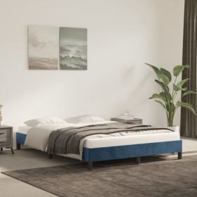 Estructura de cama de terciopelo azul 140x200 cm de vidaXL, Camas y somieres - Ref: Foro24-346980, Precio: 112,54 €, Descuent...