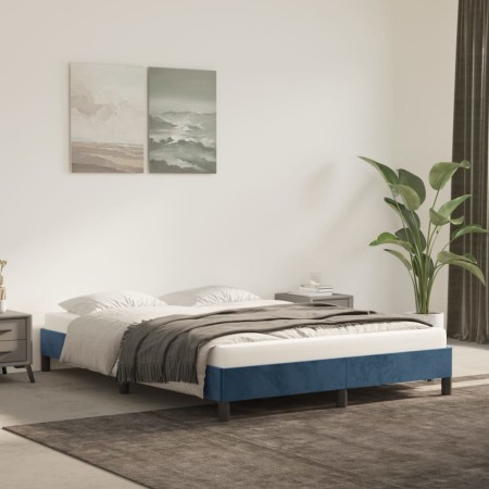 Estructura de cama de terciopelo azul 140x200 cm de vidaXL, Camas y somieres - Ref: Foro24-346980, Precio: 112,54 €, Descuent...