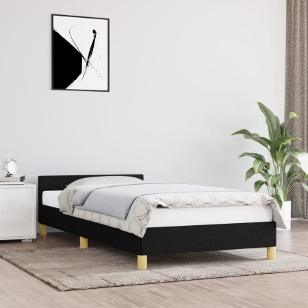 Estructura de cama con cabecero de tela negro 90x190 cm de vidaXL, Camas y somieres - Ref: Foro24-347377, Precio: 93,80 €, De...