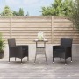Mesita y sillas jardín 3 pzas y cojines ratán sintético negro de vidaXL, Conjuntos de jardín - Ref: Foro24-3187426, Precio: 2...