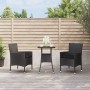 Mesita y sillas jardín 3 pzas y cojines ratán sintético negro de vidaXL, Conjuntos de jardín - Ref: Foro24-3187416, Precio: 2...