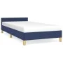 Bed frame with blue fabric headboard 100x200 cm by vidaXL, Beds and slatted bases - Ref: Foro24-347397, Price: 82,68 €, Disco...