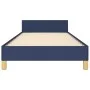 Bed frame with blue fabric headboard 100x200 cm by vidaXL, Beds and slatted bases - Ref: Foro24-347397, Price: 82,68 €, Disco...