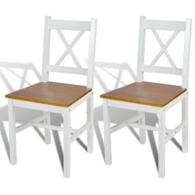 Esszimmerstühle 2 Einheiten aus weißem Kiefernholz von vidaXL, Essstühle - Ref: Foro24-241512, Preis: 107,81 €, Rabatt: %