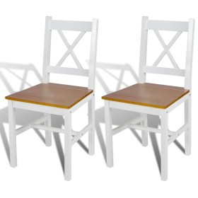 Sillas de comedor 2 unidades madera de pino blancas de vidaXL, Sillas de comedor - Ref: Foro24-241512, Precio: 109,67 €, Desc...