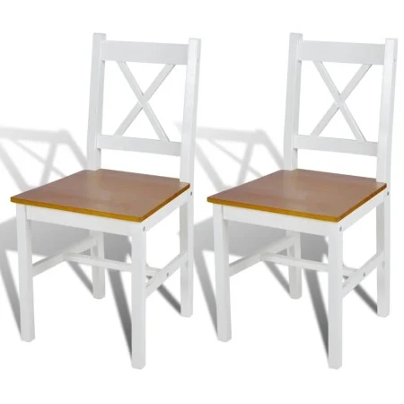 Sillas de comedor 2 unidades madera de pino blancas de vidaXL, Sillas de comedor - Ref: Foro24-241512, Precio: 107,81 €, Desc...