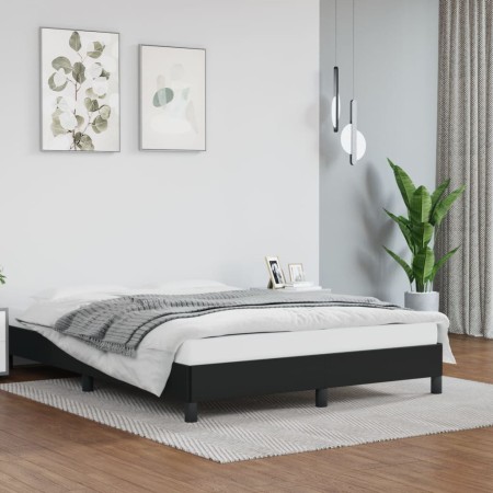 Estructura de cama de cuero sintético negro 140x190 cm de vidaXL, Camas y somieres - Ref: Foro24-346898, Precio: 99,27 €, Des...