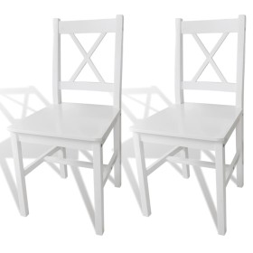 Sillas de comedor 2 unidades madera de pino blancas de vidaXL, Sillas de comedor - Ref: Foro24-241510, Precio: 100,43 €, Desc...