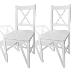 Sillas de comedor 2 unidades madera de pino blancas de vidaXL, Sillas de comedor - Ref: Foro24-241510, Precio: 98,82 €, Descu...