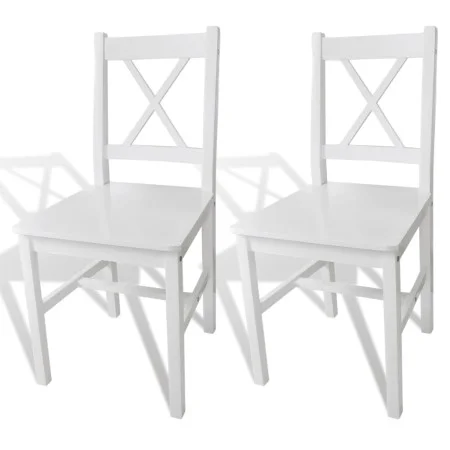 Sillas de comedor 2 unidades madera de pino blancas de vidaXL, Sillas de comedor - Ref: Foro24-241510, Precio: 98,82 €, Descu...
