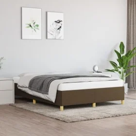 Estructura de cama de tela marrón 140x190 cm de vidaXL, Camas y somieres - Ref: Foro24-347160, Precio: 118,25 €, Descuento: %