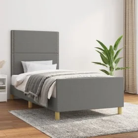 Estructura de cama con cabecero de tela gris oscuro 100x200 cm de vidaXL, Camas y somieres - Ref: Foro24-3124953, Precio: 129...