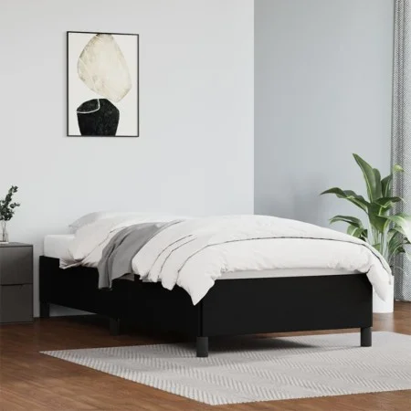 Black synthetic leather bed frame 90x200 cm by vidaXL, Beds and slatted bases - Ref: Foro24-347227, Price: 82,53 €, Discount: %