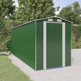 Cobertizo de jardín acero galvanizado verde 192x523x223 cm de vidaXL, Cobertizos - Ref: Foro24-3147431, Precio: 767,67 €, Des...