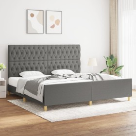 Estructura de cama con cabecero tela gris oscuro 200x200 cm de vidaXL, Camas y somieres - Ref: Foro24-3125325, Precio: 255,81...