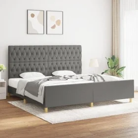 Estructura de cama con cabecero tela gris oscuro 200x200 cm de vidaXL, Camas y somieres - Ref: Foro24-3125325, Precio: 249,47...