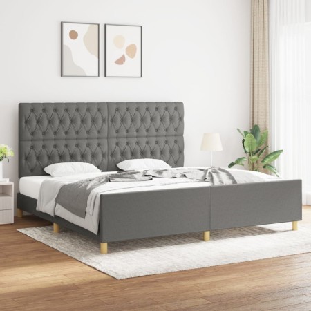 Estructura de cama con cabecero tela gris oscuro 200x200 cm de vidaXL, Camas y somieres - Ref: Foro24-3125325, Precio: 255,81...