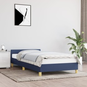 Estructura de cama con cabecero de tela azul 90x200 cm de vidaXL, Camas y somieres - Ref: Foro24-347389, Precio: 96,57 €, Des...