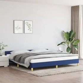 Estructura de cama con cabecero de tela azul 200x200 cm de vidaXL, Camas y somieres - Ref: Foro24-347445, Precio: 119,33 €, D...