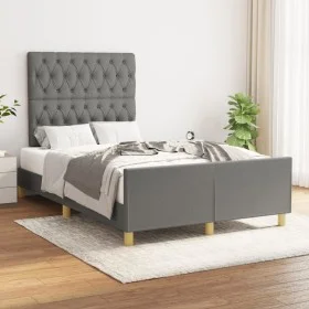 Bed frame with headboard in dark gray fabric 120x200 cm by vidaXL, Beds and slatted bases - Ref: Foro24-3125285, Price: 164,1...