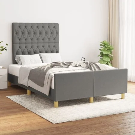 Bed frame with headboard in dark gray fabric 120x200 cm by vidaXL, Beds and slatted bases - Ref: Foro24-3125285, Price: 164,1...