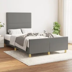 Bed frame with headboard in dark gray fabric 120x200 cm by vidaXL, Beds and slatted bases - Ref: Foro24-3124961, Price: 146,9...