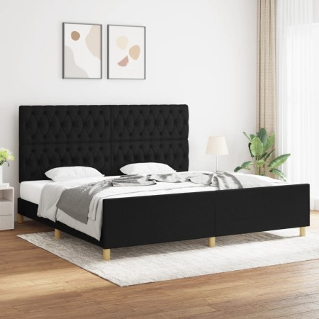Estructura de cama con cabecero de tela negro 200x200 cm de vidaXL, Camas y somieres - Ref: Foro24-3125326, Precio: 289,57 €,...