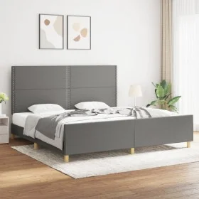 Estructura de cama con cabecero tela gris oscuro 200x200 cm de vidaXL, Camas y somieres - Ref: Foro24-3125001, Precio: 216,02...