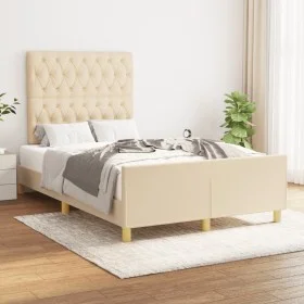 Estructura de cama con cabecero de tela color crema 120x200 cm de vidaXL, Camas y somieres - Ref: Foro24-3125289, Precio: 184...