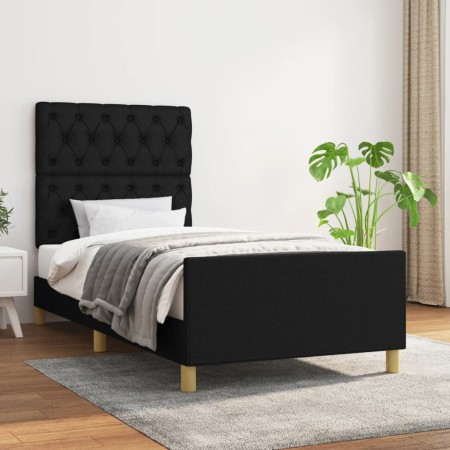 Estructura de cama con cabecero de tela negro 80x200 cm de vidaXL, Camas y somieres - Ref: Foro24-3125254, Precio: 143,48 €, ...