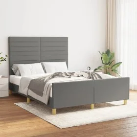 Estructura de cama con cabecero de tela gris oscuro 140x190 cm de vidaXL, Camas y somieres - Ref: Foro24-3125131, Precio: 210...